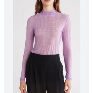 NWOT Jonathan Simkhai Crystal Desirae Sheer Blouse in Lavendar SZ S